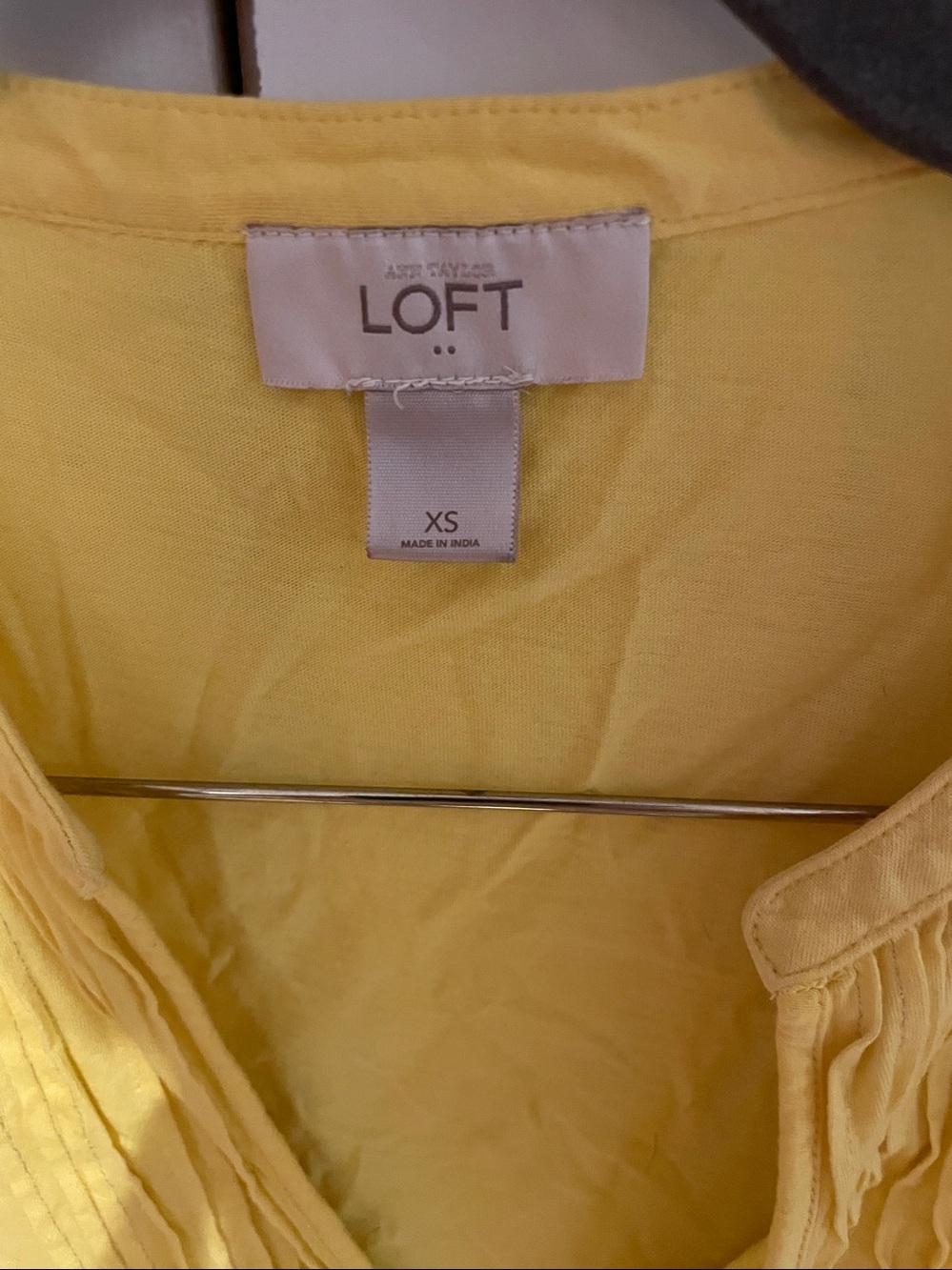 LOFT Yellow V-Neck Pintuck 3/4 Sleeve Top - Picture 2 of 3